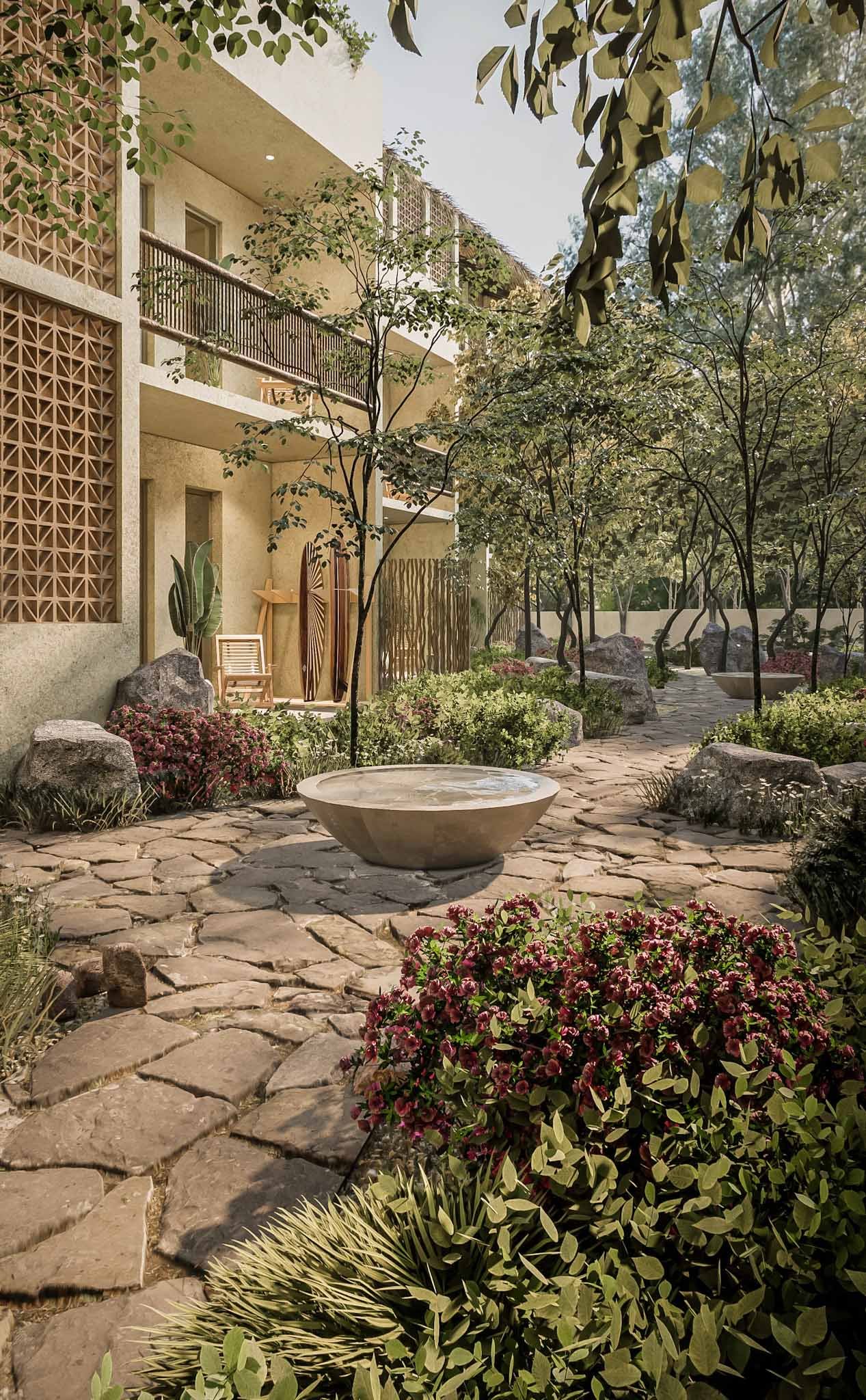 Andadores ajardinados en Origen